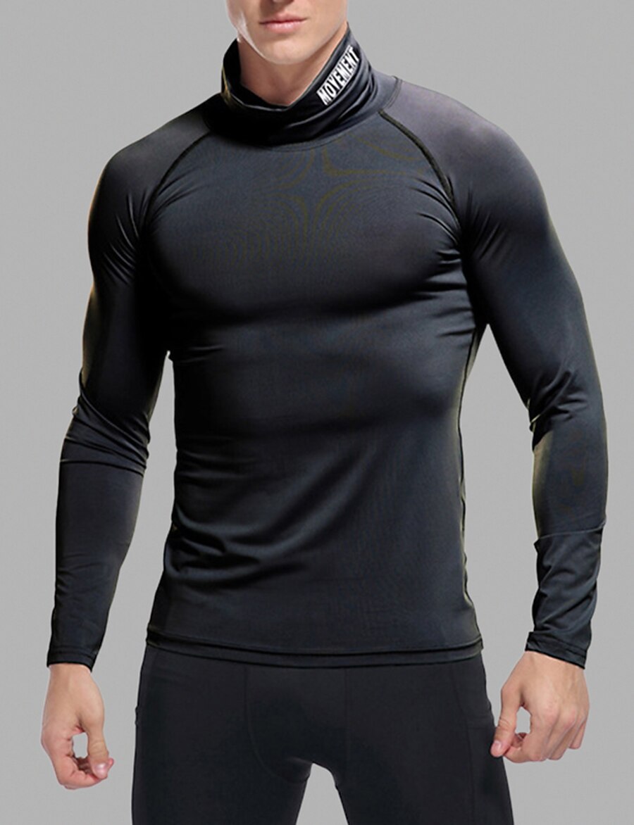  Men's T shirt Tee Solid Color Round Neck Sports Outdoor Long Sleeve Tops Polyester Sexy Sports White Black Gray / Wash separately