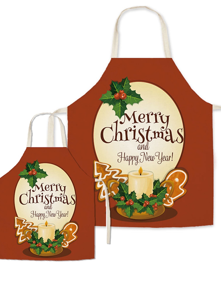  Family Look Christmas Aprons Christmas Gifts Christmas Tree Letter Print Red Active Matching Outfits