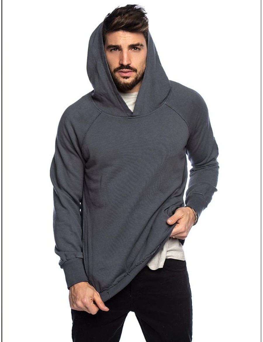  men's four seasons loose hooded sweater fashion casual solid color  jacket hoodies