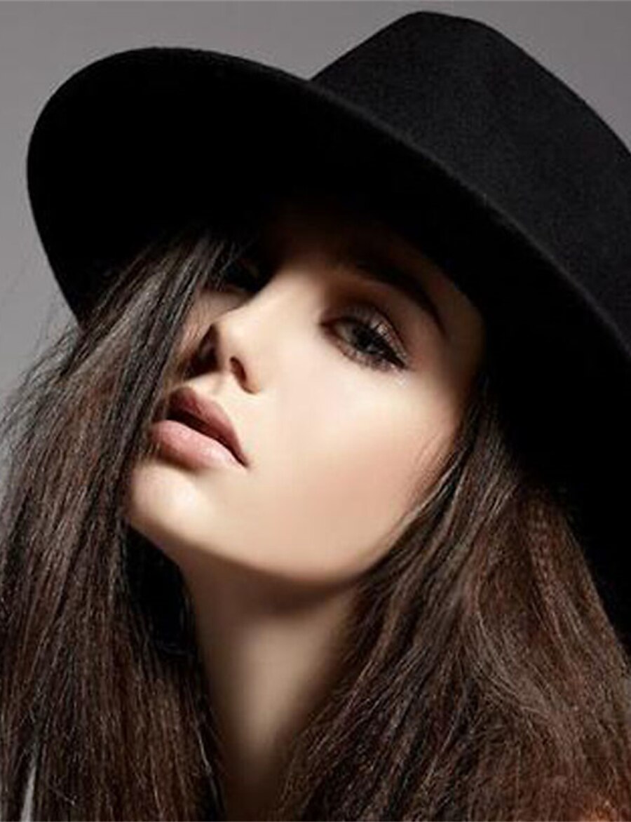 Women's Chic & Modern Party Wedding Daily Fedora Hat Pure Color Pure Color Wine Black Hat Portable Comfort Fashion / Winter / Spring / Vintage