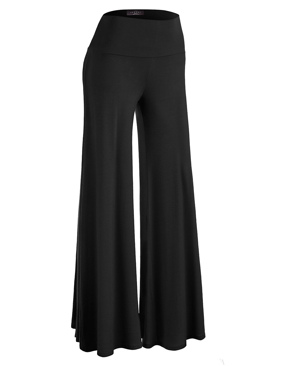  Women's Basic Yoga Wide Leg Culottes Wide Leg Palazzo Slacks Full Length Pants Stretchy Sports Outdoor Daily Solid Color High Waist Slim Sapphire Wine Pink Green White S M L XL XXL