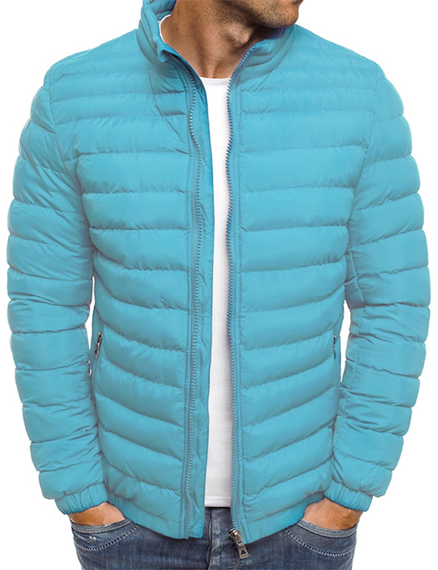  Men's  packable lightweight Puffer Jacket Cotton Padded Coat Autumn Winter Light Down Fashion Short Large Ultra-thin Slim Coat Down windproof Jackets