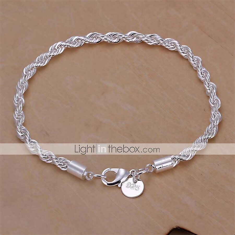  Women's Chain Bracelet Twist Prince Of Wales Twisted Baht Chain Snake Ladies Basic Fashion Italian everyday Sterling Silver Bracelet Jewelry Silver For Party Wedding Daily