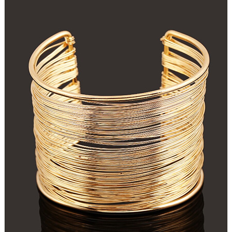  Women's Cuff Bracelet Wide Bangle Layered Simple Fashion European Alloy Bracelet Jewelry Silver / Gold For Daily