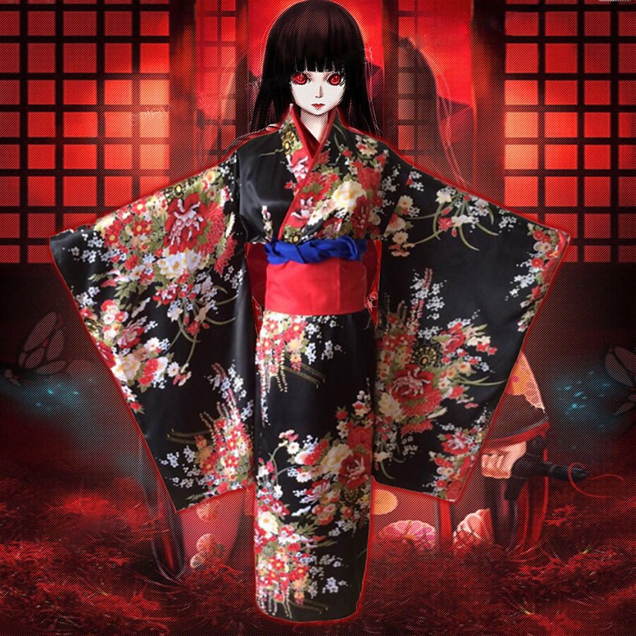  Inspired by Hell Girl Enma Ai Anime Cosplay Costumes Japanese Cosplay Suits Bow Kimono Coat Sash / Ribbon For Women's