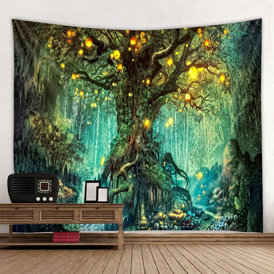  Fantasy Forest Tapestry Wall Tapestry Art Decor Blanket Curtain Picnic Tablecloth Hanging Enchanted Tree Tapestry Tapestries for Home Decor