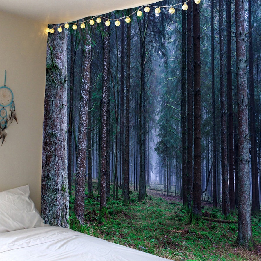  Wall Tapestry Art Decor Blanket Curtain Picnic Tablecloth Hanging Home Bedroom Living Room Dorm Decoration Forest Tree Nature Landscape