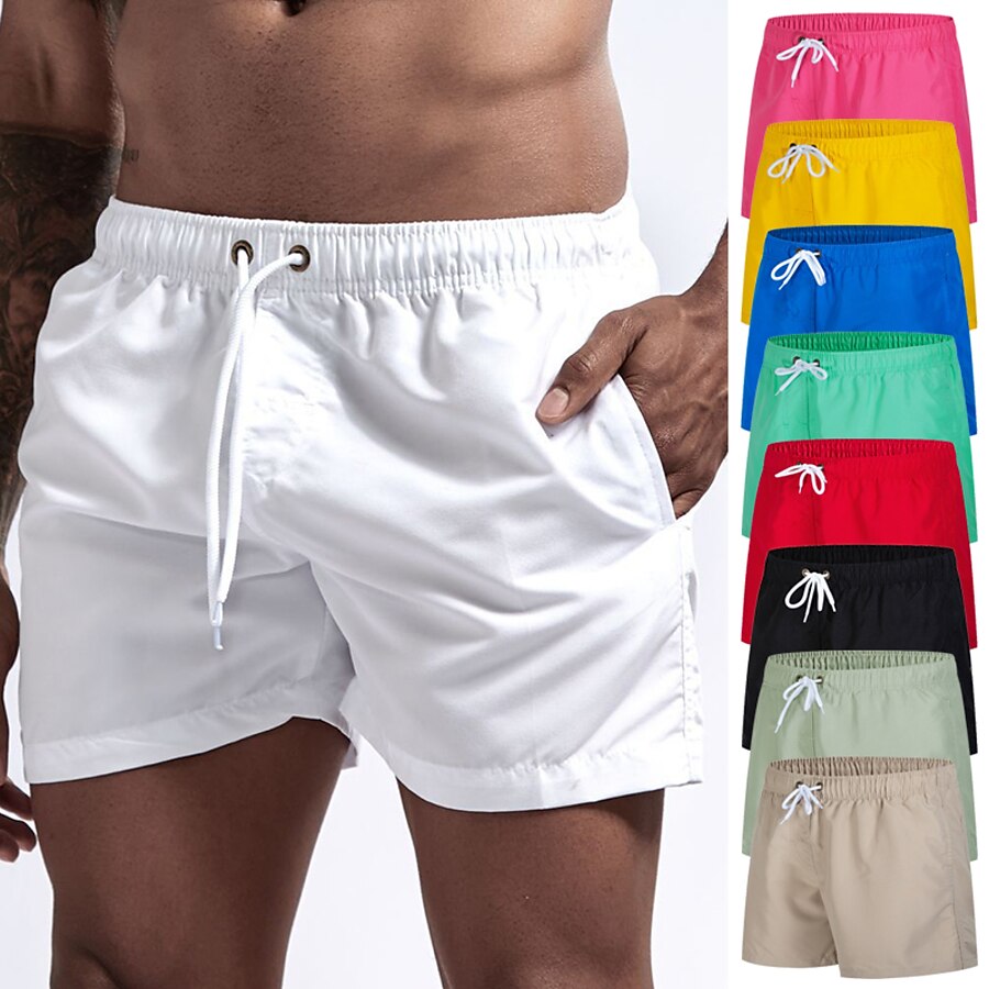  Men's Quick Dry Swim Shorts Swim Trunks Mesh Lining Drawstring with Pockets Board Shorts Bathing Suit Solid Colored Swimming Surfing Beach Water Sports Autumn / Fall Spring Summer / Stretchy