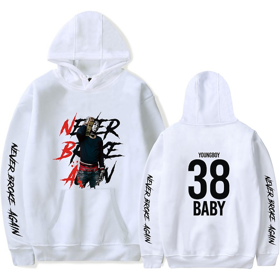  Inspired by Never Broke Again Cosplay Costume Hoodie Young Boy Letter 100% Polyester Hoodie Harajuku Graphic Kawaii For Men's / Women's / Cartoon / Fashion