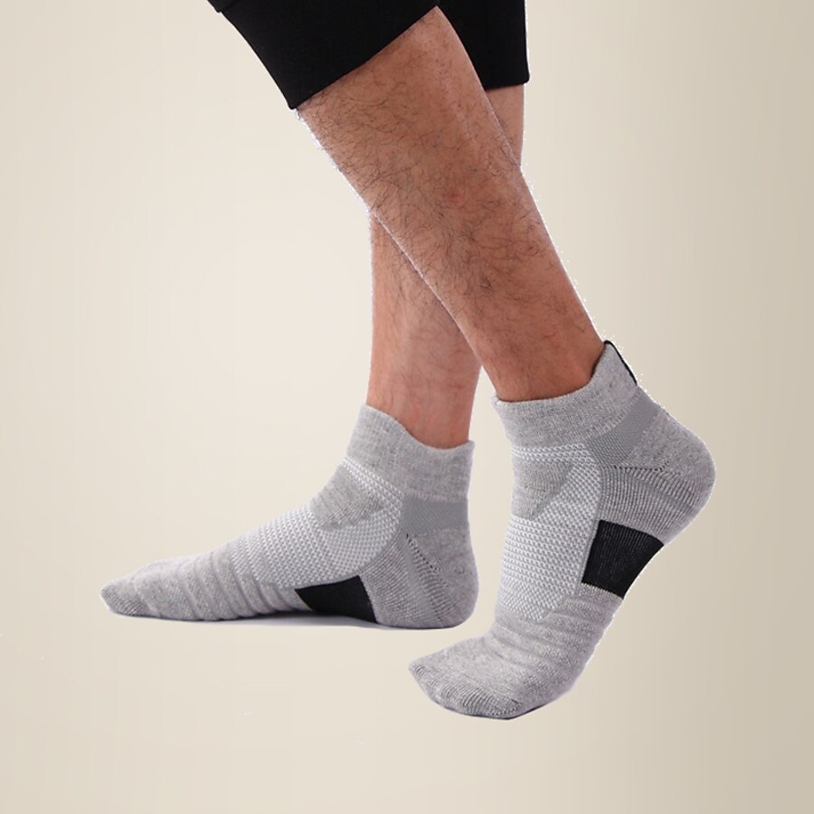  1 Pair Running Socks Men's Anti-Slip Quick Dry Breathable Socks Basketball Football / Soccer Running Jogging Sports Solid Colored Polyester Grey White Black / High Elasticity / Athleisure