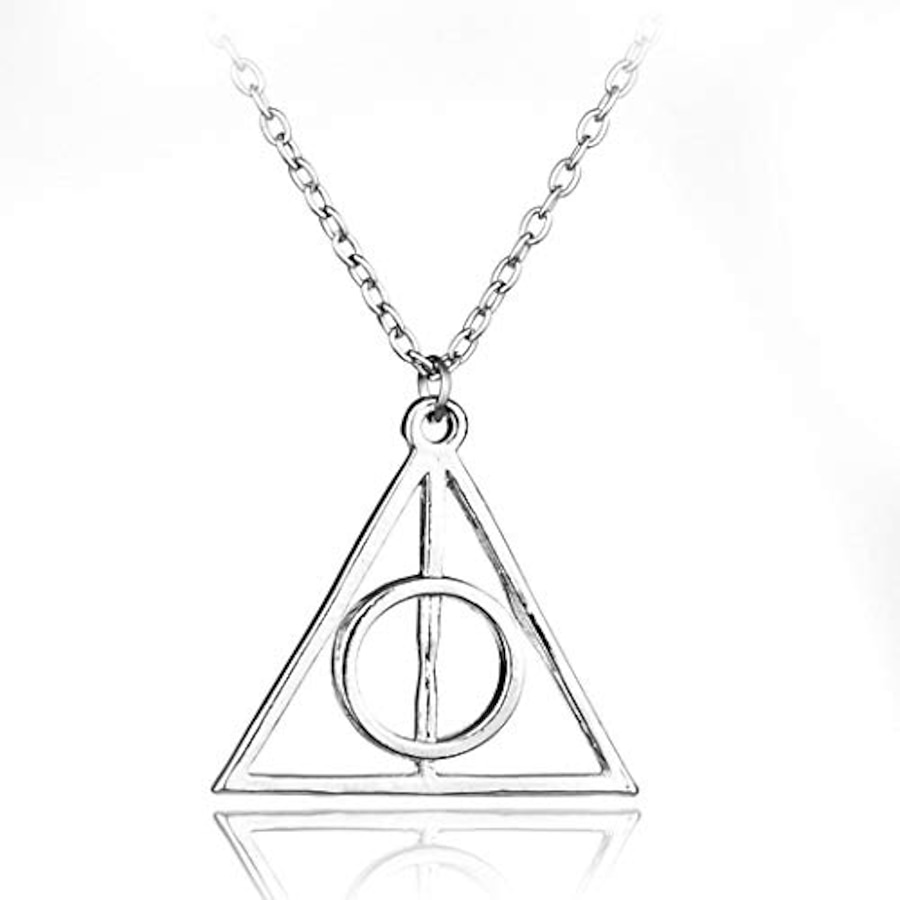  deathly hallows triangle pendant neckalce gold vintage collar sweater necklaces chain for women and girls