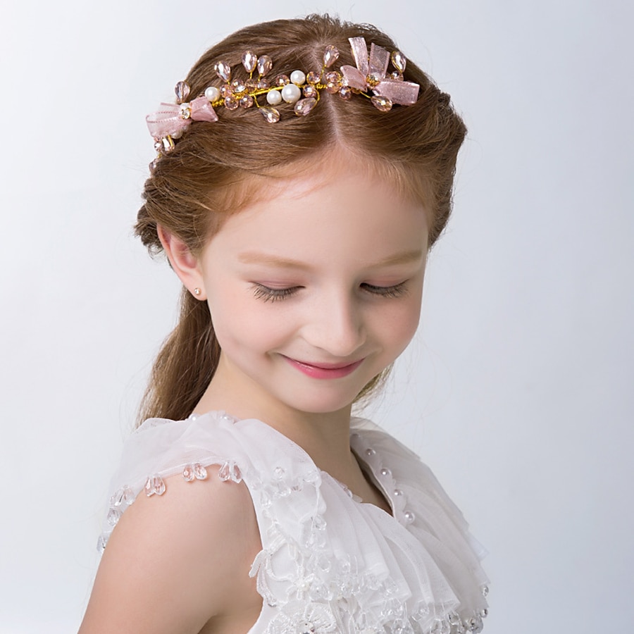  Kids Baby Girls' New Children's Hair Accessories Crown Girl Headdress Princess Headband Girl Head Flower Birthday Show Accessories Pink
