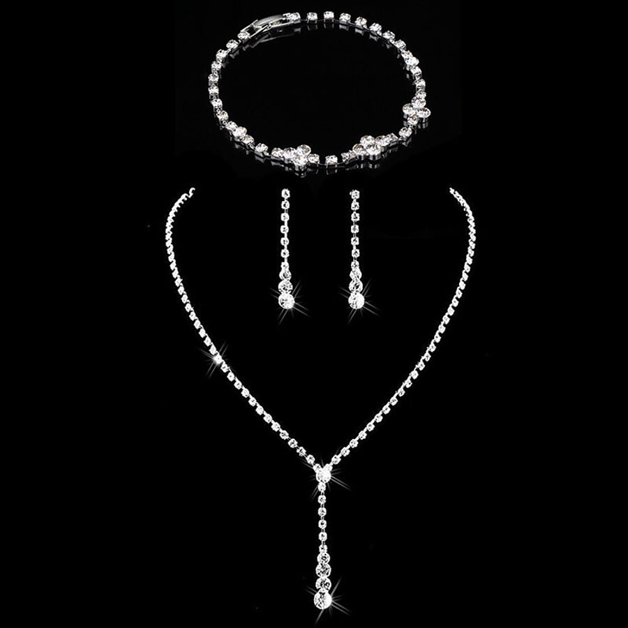 1 set Jewelry Set Bridal Jewelry Sets Women's Anniversary Party Evening Gift Tennis Chain Rhinestone Alloy