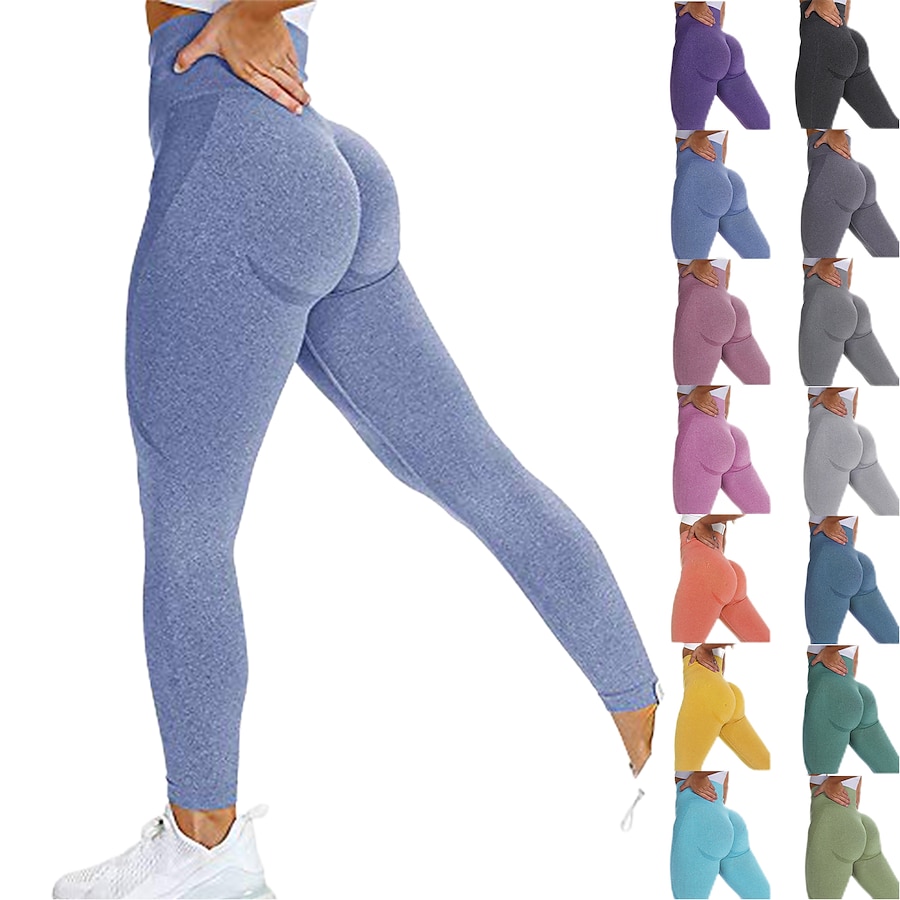  Women's Yoga Pants High Waist Tights Leggings Bottoms Seamless Tummy Control Butt Lift 4 Way Stretch 9165 Pants-Medium Gray 9165 Pants-Dark Green 9165 Pants-Dark Blue Yoga Fitness Gym Workout Winter