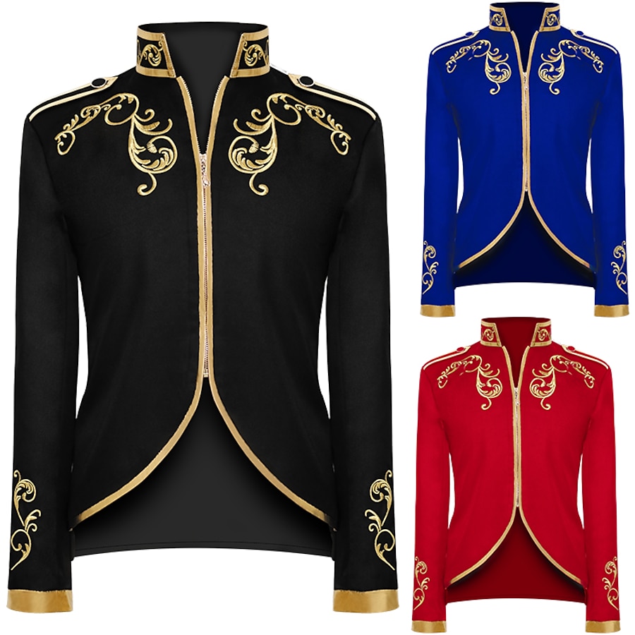  Prince Movie / TV Theme Costumes Medieval Party Costume Outerwear Men's Costume Black / Red / Blue Vintage Cosplay Long Sleeve Party & Evening Queen's Platinum Jubilee 2022 Elizabeth 70 Years / Coat