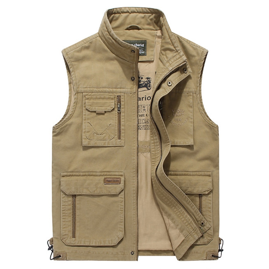  Men's Hiking Fishing Vest Work Vest Outdoor Casual Lightweight with Multi Pockets Autumn/Fall Spring Summer Travel Cargo Safari Photo Wear Resistance Breathable Waistcoat Jacket Coat Top