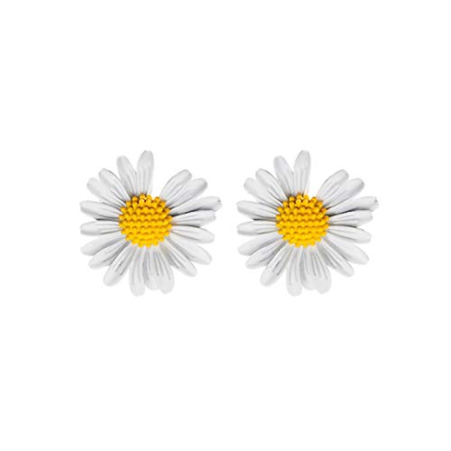  white daisy flower stud earrings sterling silver needle daisy flower earrings studs hypoallergenic fashion sunflower jewelry gift for women girls