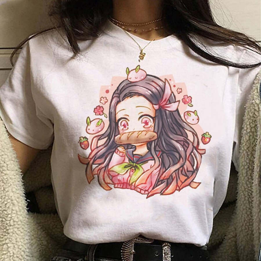 Inspired by Demon Slayer Cosplay Polyester / Cotton Blend Anime Cartoon Harajuku Graphic Kawaii Print T-shirt For Men's / Women's