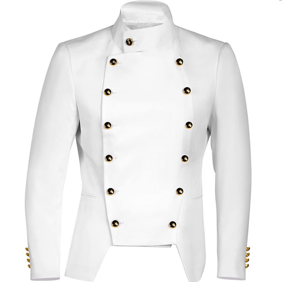  Prince Medieval Steampunk Lapel Collar Blazer Outerwear Men's Costume White / Black Vintage Cosplay Long Sleeve Party & Evening / Coat / Coat