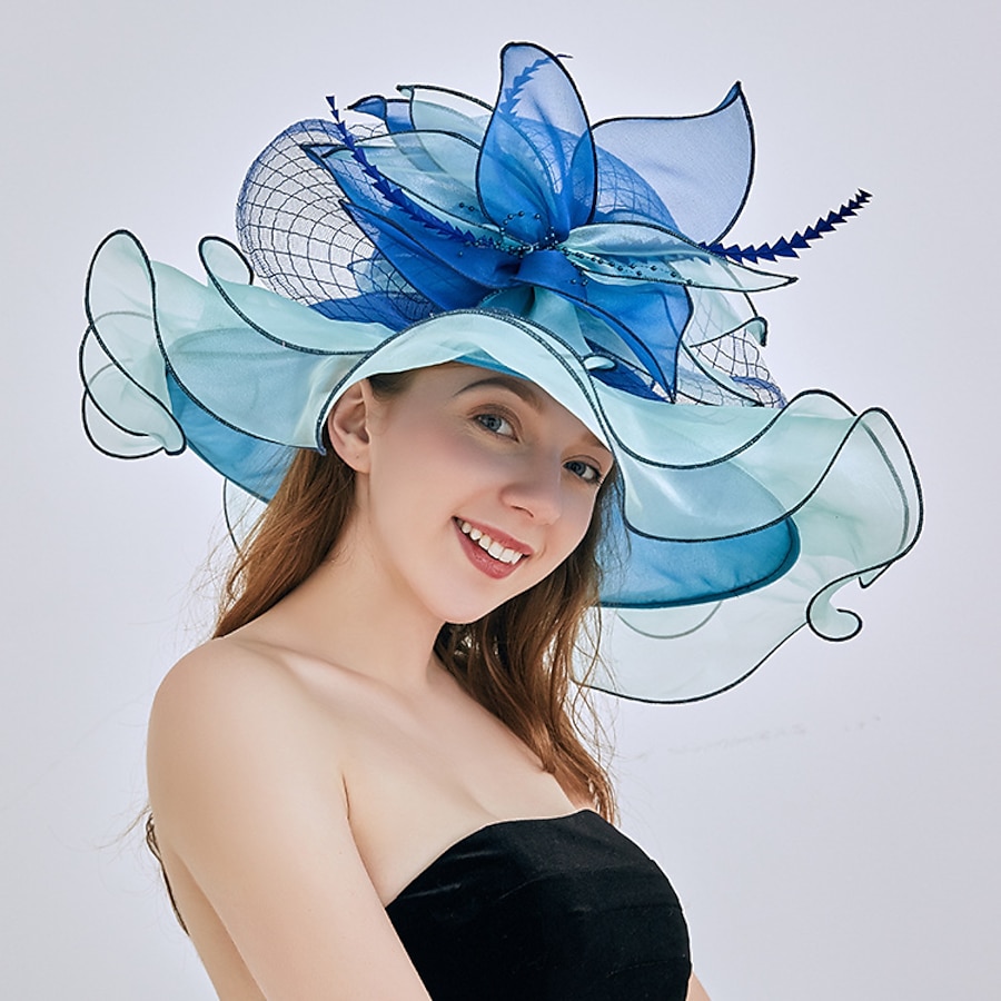  Women's Elegant & Luxurious Party Wedding Special Occasion Party Hat Solid Color Flower Black Blue Hat Portable Sun Protection Breathable / Casual / Pink / Fall / Winter / Spring