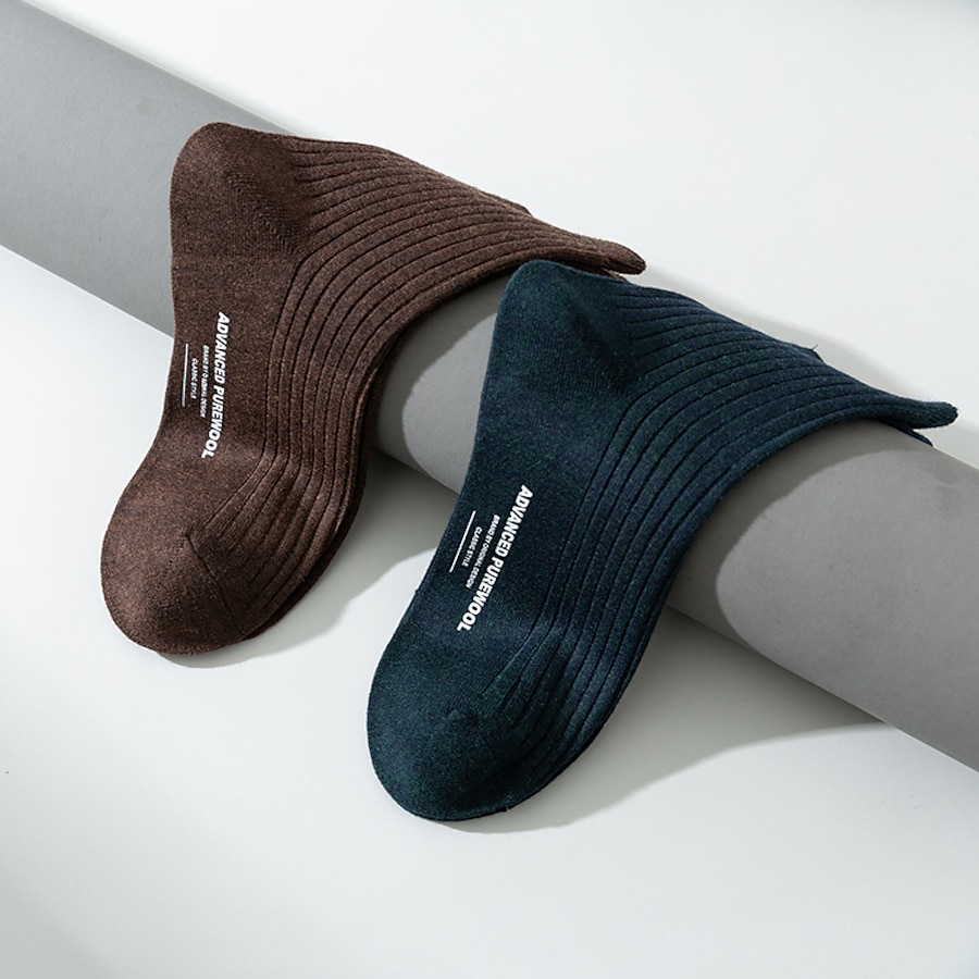  Fashion Comfort Men's Socks Solid Colored Stockings Socks Warm Business Green 1 Pair