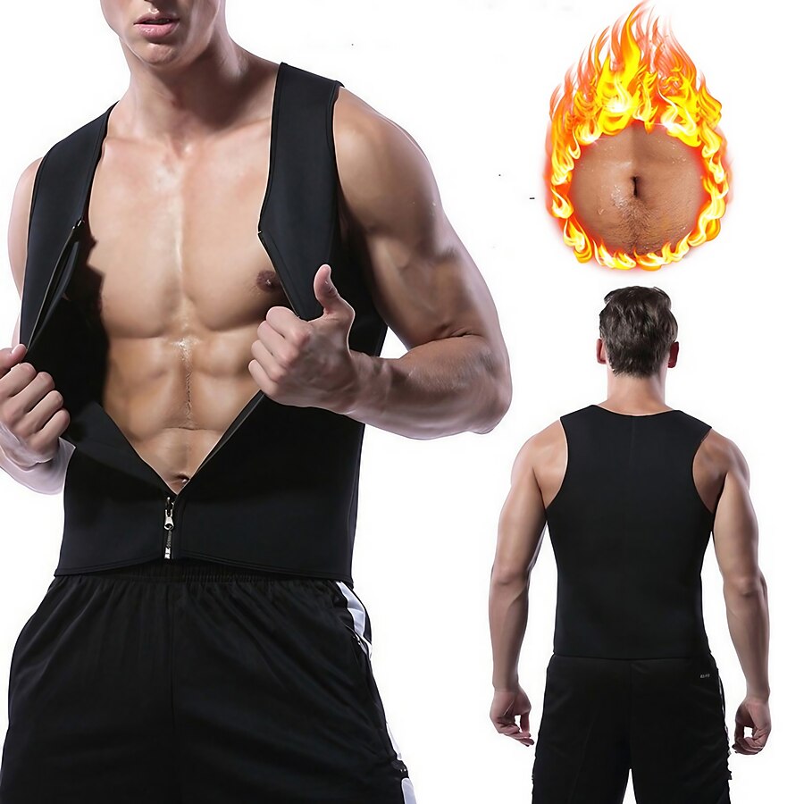  Sweat Vest Sweat Shaper Sauna Vest Sports Yoga Gym Workout Exercise & Fitness Neoprene Weight Loss Tummy Fat Burner Zipper For Abdomen Men's
