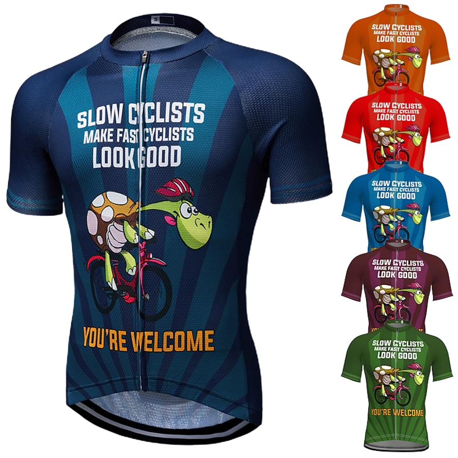  21Grams® Men's Cycling Jersey Short Sleeve Graphic Sloth Bike Mountain Bike MTB Road Bike Cycling Jersey Top Dark red Blue Dark Green Breathable Quick Dry Moisture Wicking Spandex Polyester Sports