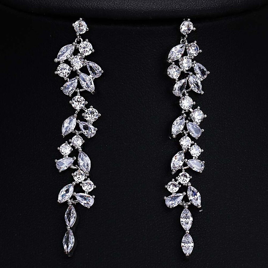  Women's Drop Earrings Earrings Cubic Zirconia Leaf Drop Marquise Cut Imitation Diamond Luxury Elegant Fashion Earrings Jewelry Rose Gold / Silver / Gold For 1 Pair Party Wedding Anniversary Gift