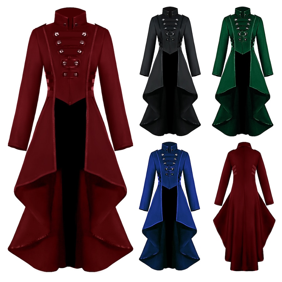  Plague Doctor Retro Vintage Punk & Gothic Steampunk 17th Century Coat Masquerade Tuxedo Trench Coat Women's Formal Style Vintage Style Costume Blue / Green / Black Vintage Cosplay Long Sleeve Party