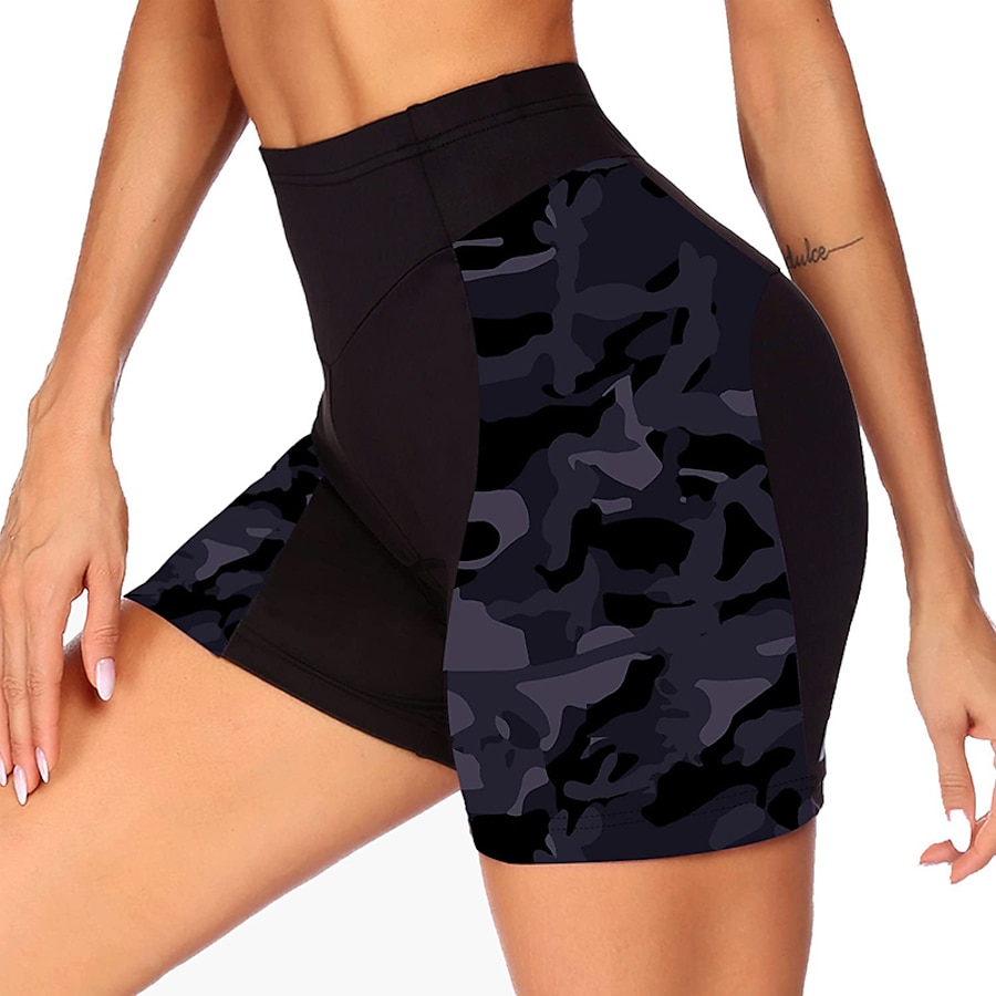  21Grams® Women's Cycling Shorts Bike Mountain Bike MTB Road Bike Cycling Padded Shorts / Chamois Bottoms Sports Camo / Camouflage Grey Spandex Polyester 3D Pad Breathable Quick Dry Clothing Apparel