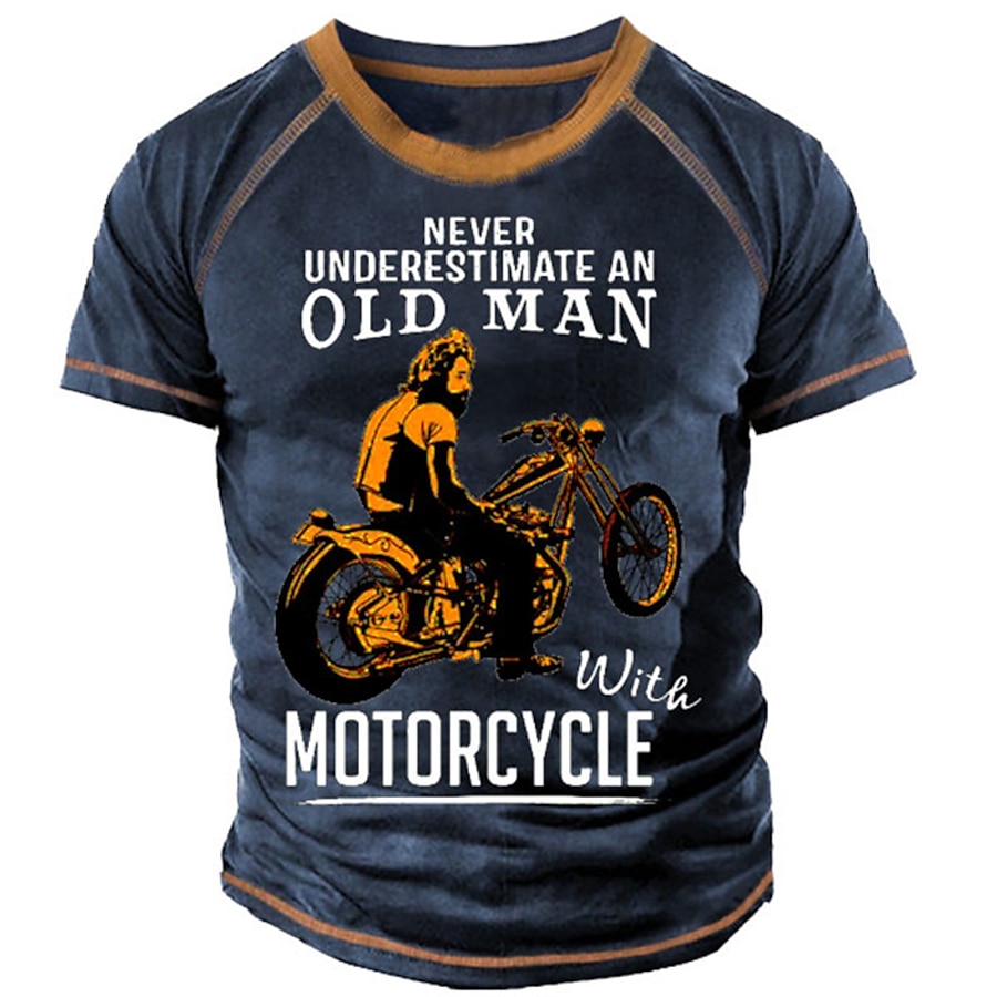  Men's T shirt Tee Graphic Motorcycle 3D Print Crew Neck Street Casual Short Sleeve Print Tops Basic Fashion Classic Comfortable Blue / Sports / Summer
