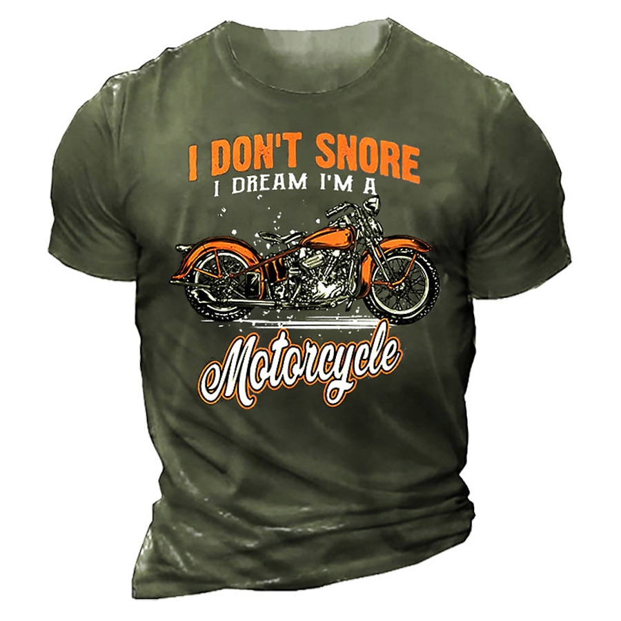  Men's Unisex T shirt Tee Graphic Prints Motorcycle 3D Print Crew Neck Street Daily Short Sleeve Print Tops Casual Designer Big and Tall Papa T Shirts Black Gray Army Green / Summer