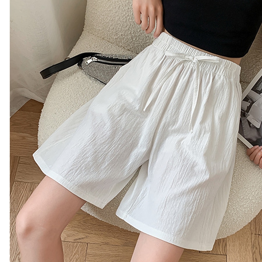  Cotton And Linen Loose Shorts Women's Summer Outer Wear Casual Straight Women's Large Size Wide-Leg Cotton Five-Point Pants