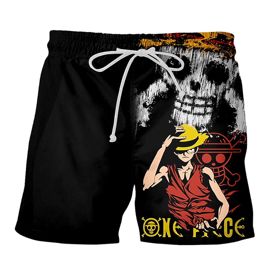  Inspired by One Piece Monkey D. Luffy Portgas D. Ace 100% Polyester Beach Shorts Board Shorts Harajuku Graphic Kawaii Anime Shorts For Men's / Women's / Couple's
