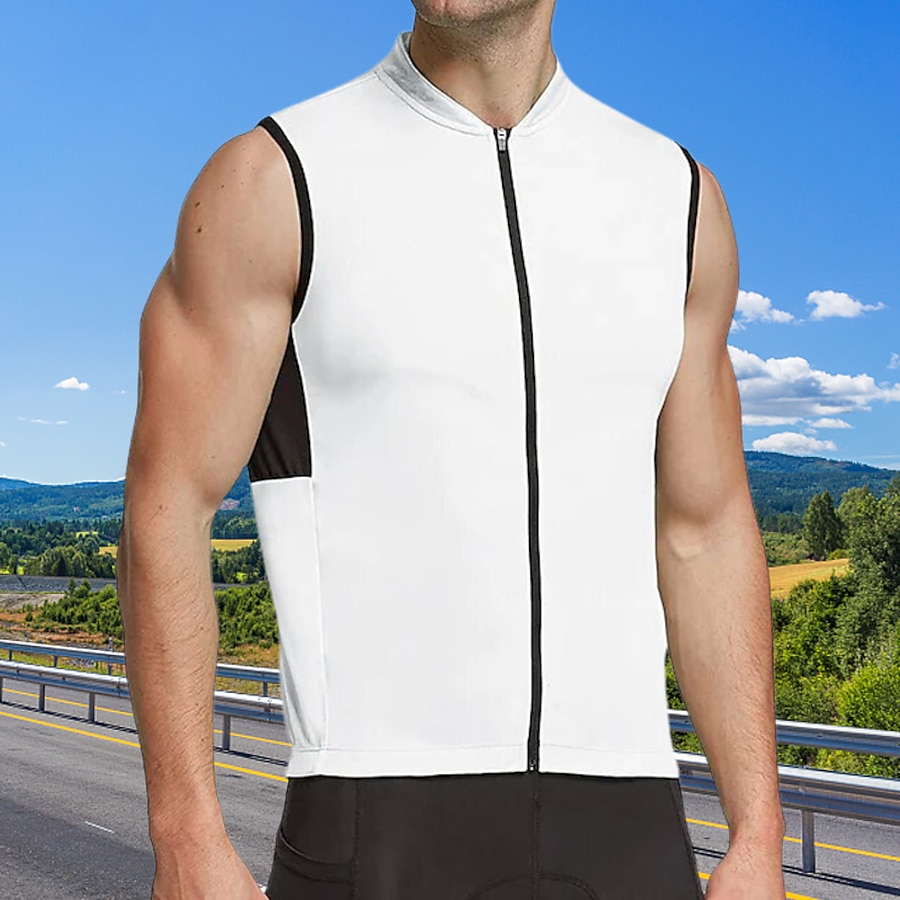  21Grams® Men's Cycling Jersey Sleeveless Bike Mountain Bike MTB Road Bike Cycling Top White Black Yellow Breathable Quick Dry Moisture Wicking Spandex Polyester Sports Clothing Apparel / Stretchy