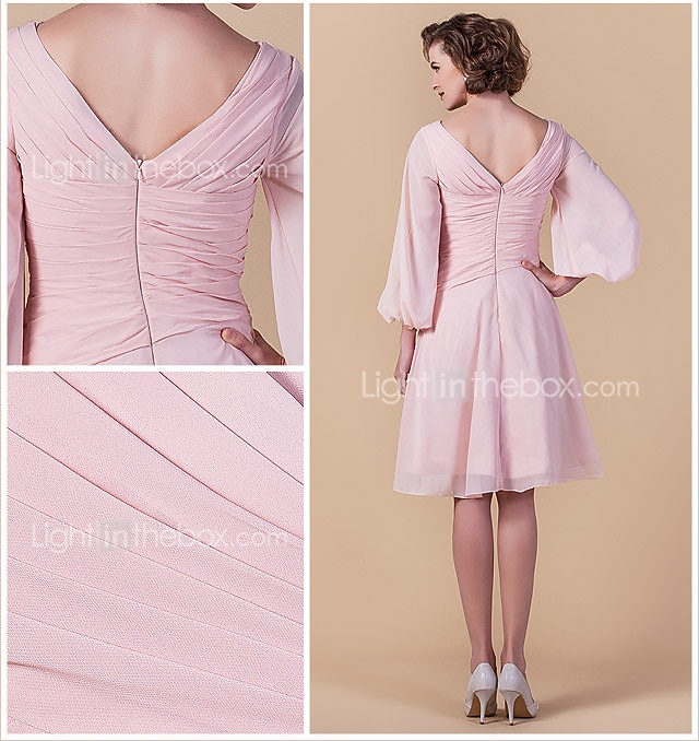 Linea-A A V Al ginocchio Chiffon Abito da cerimonia per signora con Drappeggio / A incrocio di del 2026 a $49.99 –P2