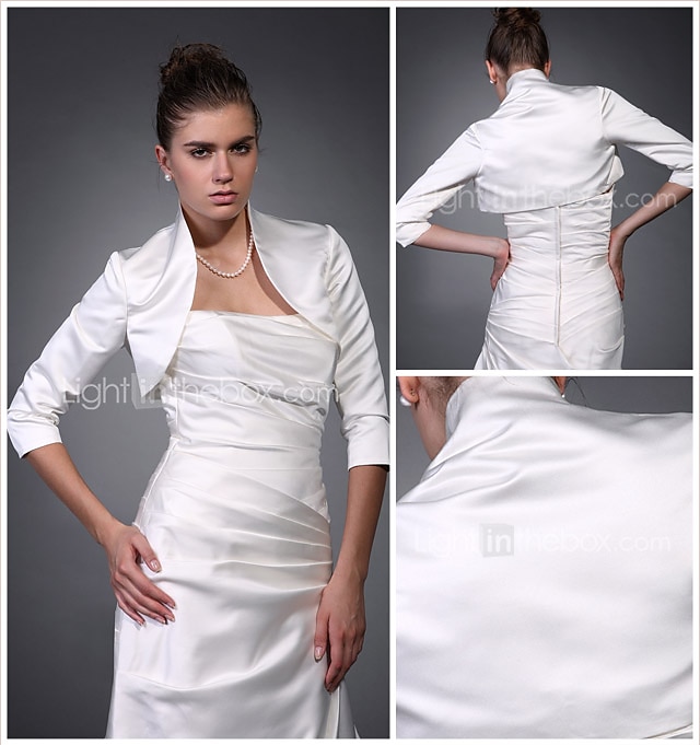 Manteaux / Vestes Satin Mariage / Soirée Wraps de mariage / Boléro Avec Drapée / Couleur Unie de 2025 ? $25.99 –P1