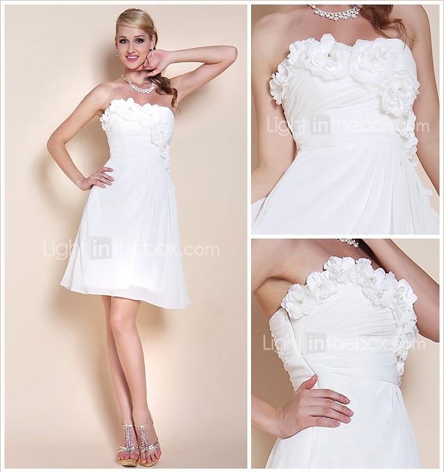 A-Line Cute Homecoming Cocktail Party Dress Strapless Sleeveless Knee Length Chiffon with Beading Side Draping 2021 2026 - $103.99 –P1
