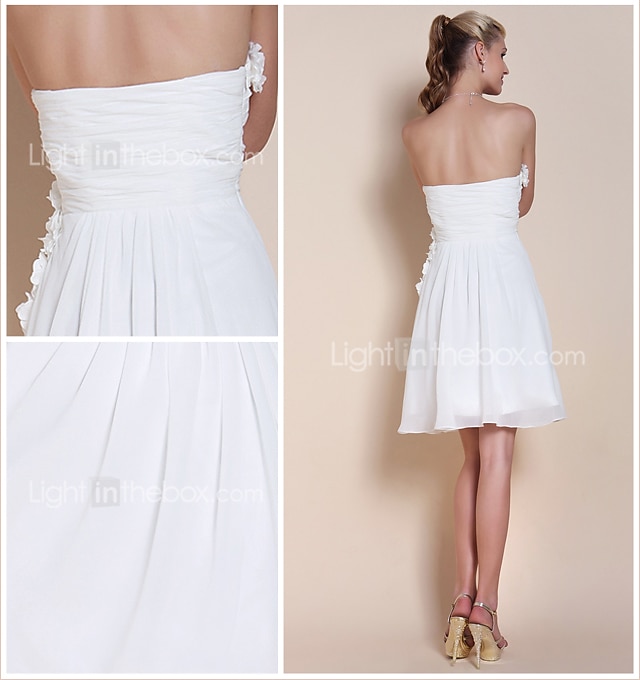 A-Line Cute Homecoming Cocktail Party Dress Strapless Sleeveless Knee Length Chiffon with Beading Side Draping 2021 2026 - $103.99 –P2
