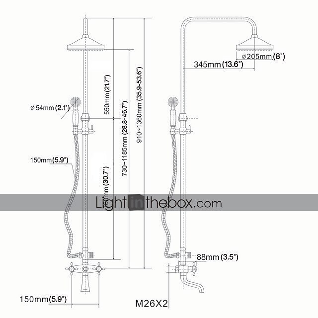 Shower Faucet,Wall Mount Shower Faucet System Combo Set Shower System with 8“ Rain Showerhead and Oil Rubbed Bronze Trim Kit 2025 - $218.69 –P1