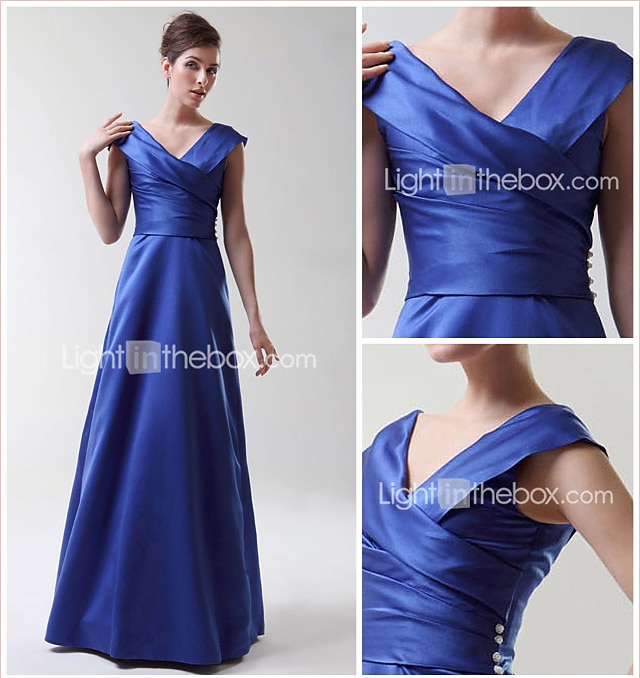 Princess / A-Line V Neck Floor Length Stretch Satin Bridesmaid Dress with Criss Cross 2026 - $126.99 –P1