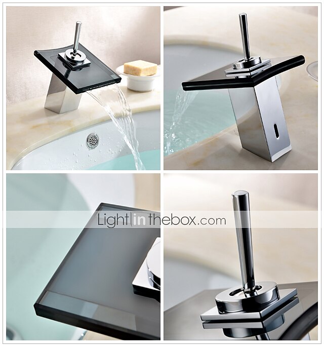 Bathroom SInk Faucet,Glass Outlet Faucet Waterfall Bathroom Faucet with Hose Single Handle Single Hole Sink Sink Faucet Ceramic Valve 2025 - $80.99 –P2