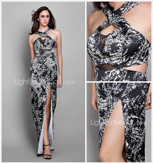Футляр ремни В пол Stretch шифон Платье с Разрез впереди от TS Couture® 2025 - $69.99 –P1