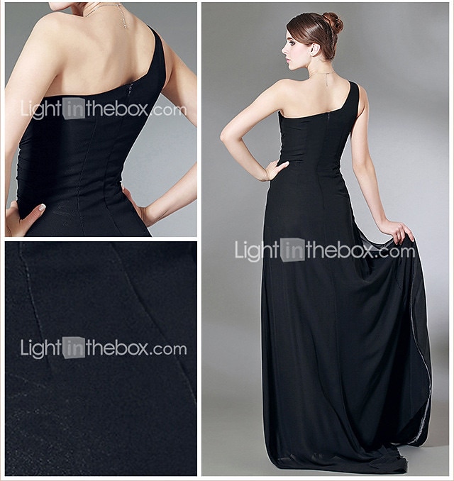 Sheath / Column One Shoulder Sweep / Brush Train Chiffon Dress with Side Draping / Split Front by TS Couture® 2026 - $89.99 –P2