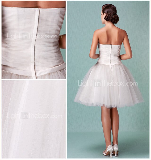 Da ballo Abiti da sposa A cuore Al ginocchio Tulle Senza bretelline Formali Casual Illusion Detail con Fascia / fiocco in vita Floreale Incrociato 2020 del 2026 a $142.99 –P2