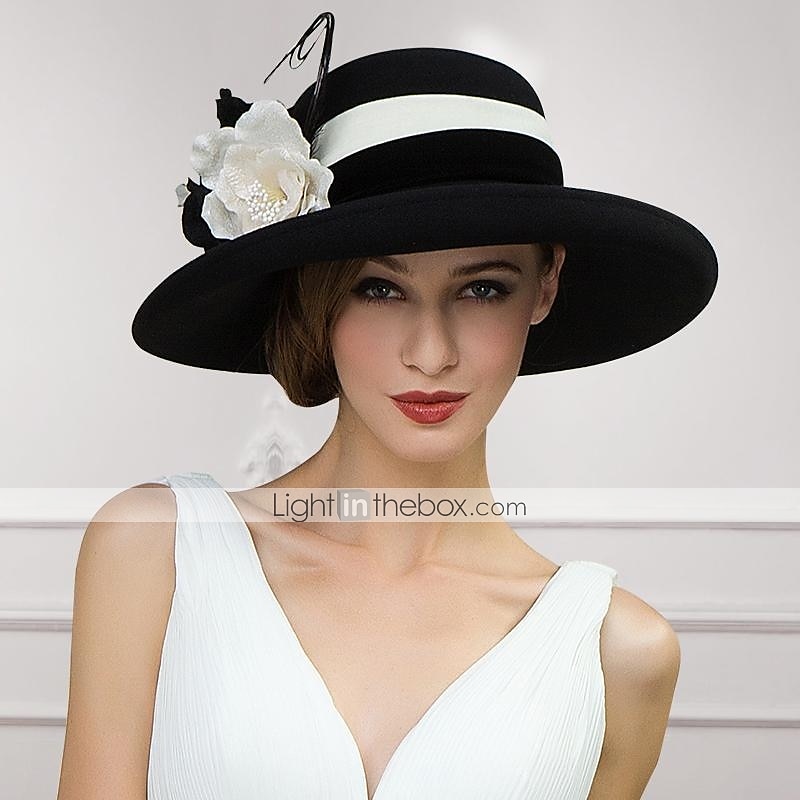 Wollen Hoeden met Bloem 1PC Casual Kentucky Paardenrace Hoofdbedekking Melbourne Cup Hoeden Hoofdbedekking dress to impress Race Day Dress 2025 - $64.99 -P1