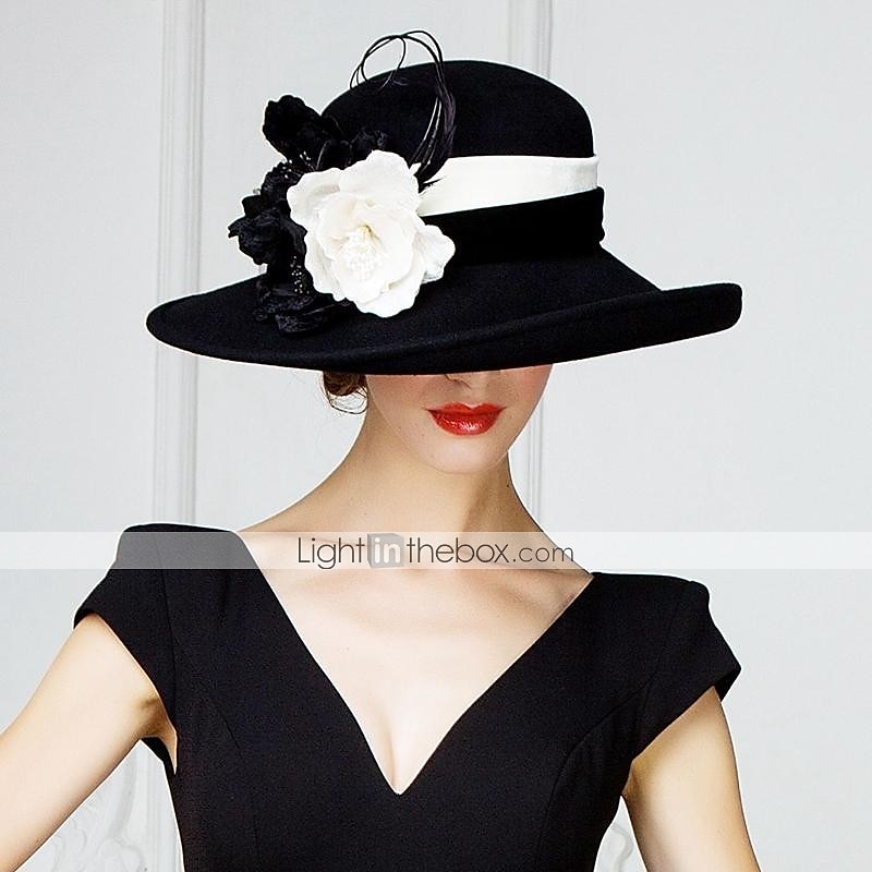 Wollen Hoeden met Bloem 1PC Casual Kentucky Paardenrace Hoofdbedekking Melbourne Cup Hoeden Hoofdbedekking dress to impress Race Day Dress 2025 - $64.99 -P6