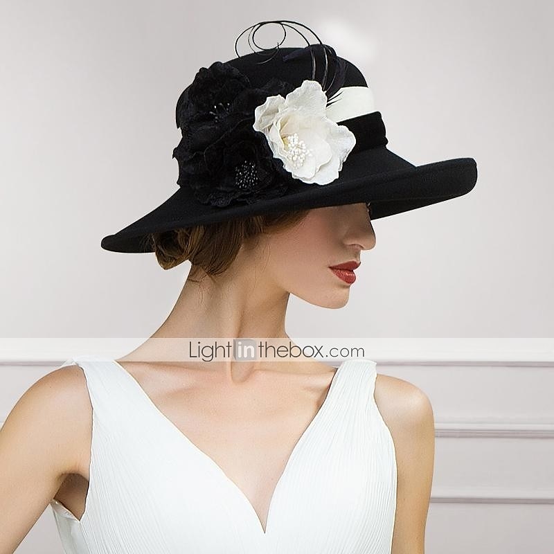 Wollen Hoeden met Bloem 1PC Casual Kentucky Paardenrace Hoofdbedekking Melbourne Cup Hoeden Hoofdbedekking dress to impress Race Day Dress 2025 - $64.99 -P3