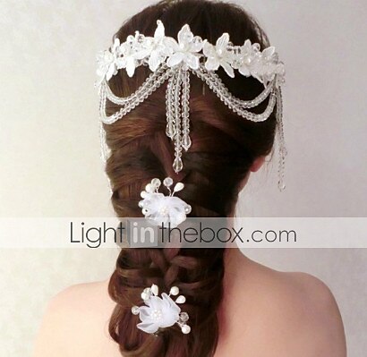 Pärla / Kristall / Tyg Crown Tiaras / pannband / Blommor med 1 Bröllop / Speciellt Tillfälle / Fest / afton Hårbonad / Hårpinne 2025 - $5.49 –P2