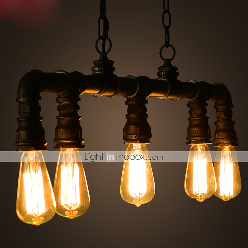 5-light 90 سنتيمتر الصناعية قلادة ضوء خمر أنابيب الحديد المطاوع باللون الأسود الانتهاء Steampunk الثريا بار بيسترو مطعم الإضاءة 2025 - $168.99 –P2